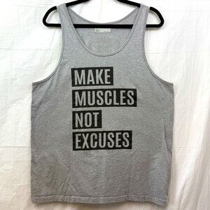 Beachbody Make Muscles Not Excuses Hammer & Chisel Workout Tank Unisex XXL Gray